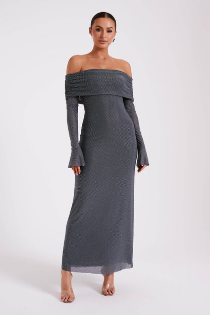 Ziraelle - Off-Shoulder Shimmer Maxi Dress