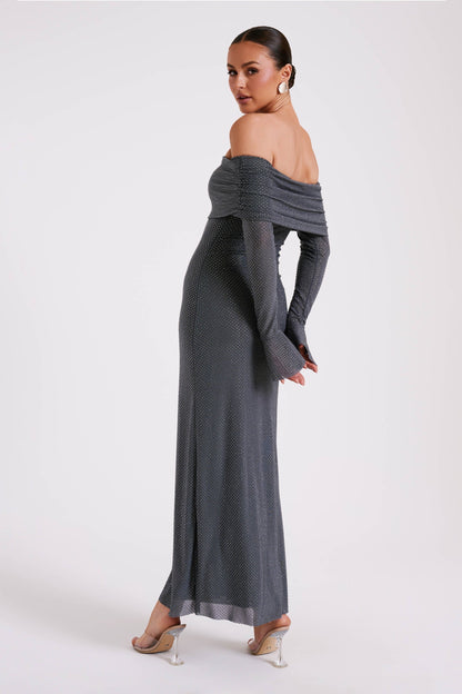 Ziraelle - Off-Shoulder Shimmer Maxi Dress