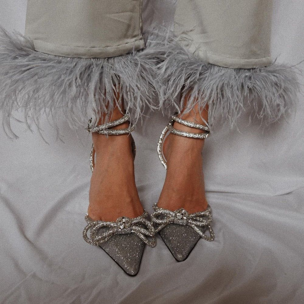 Cyrila | Crystal Bow Wrap Heels